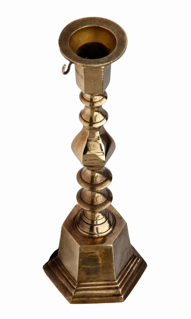 Mid 20th Century Polished Brass Candlesticks- Set of 3 - 8