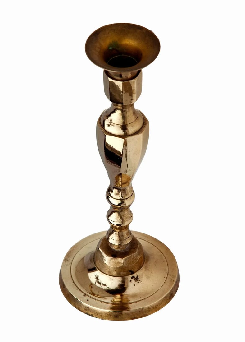 Mid 20th Century Polished Brass Candlesticks- Set of 3 - 9