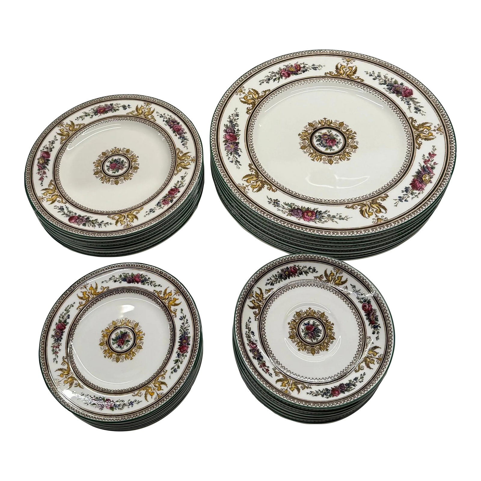1988 Wedgewood Porcelain Hand-Painted W595 "Columbia" Plates - Lot of 32 Pieces (1 of 10)