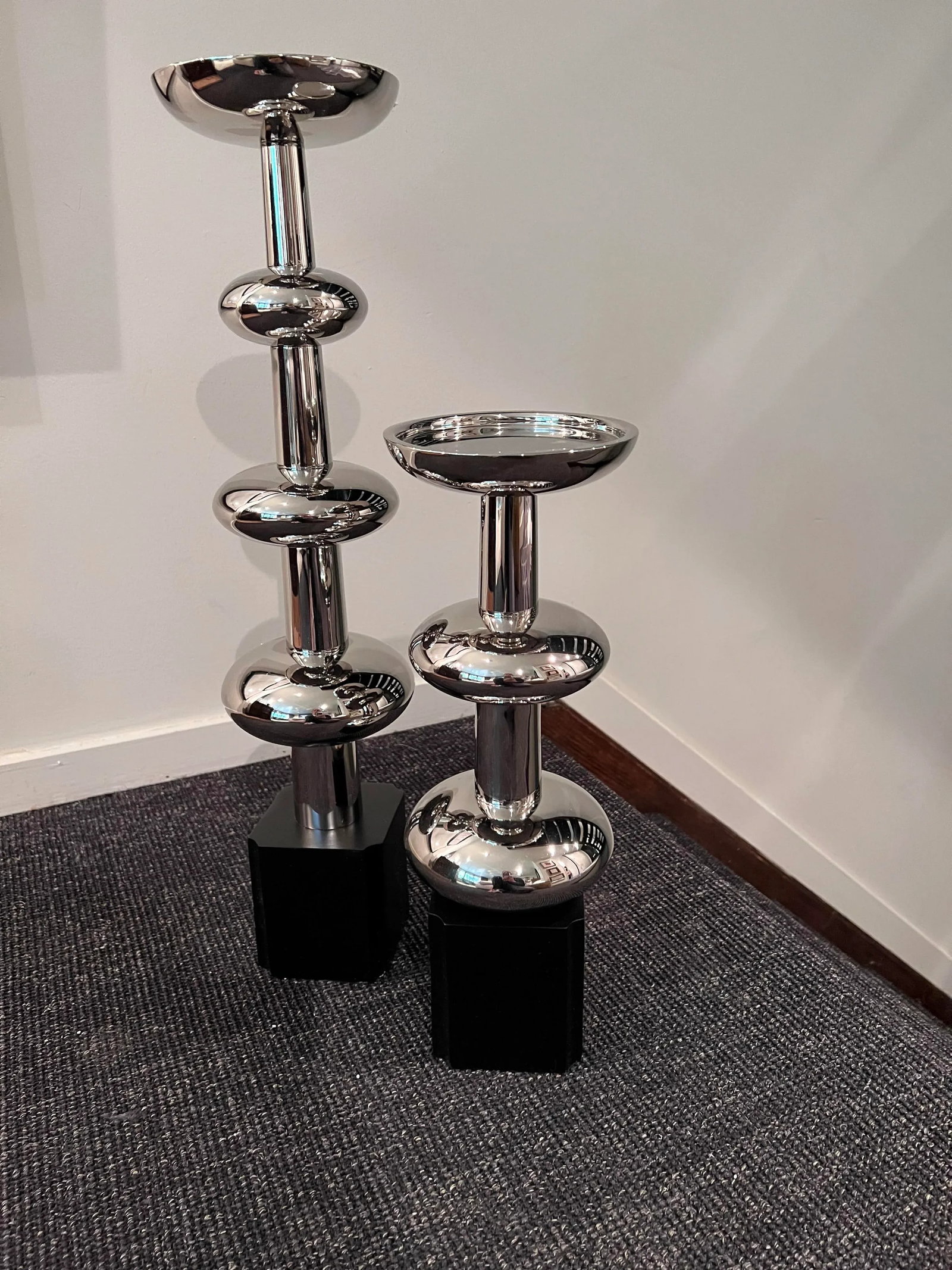 Pair of Contemporary Global Views Deco Influenced Candle Holders - 7