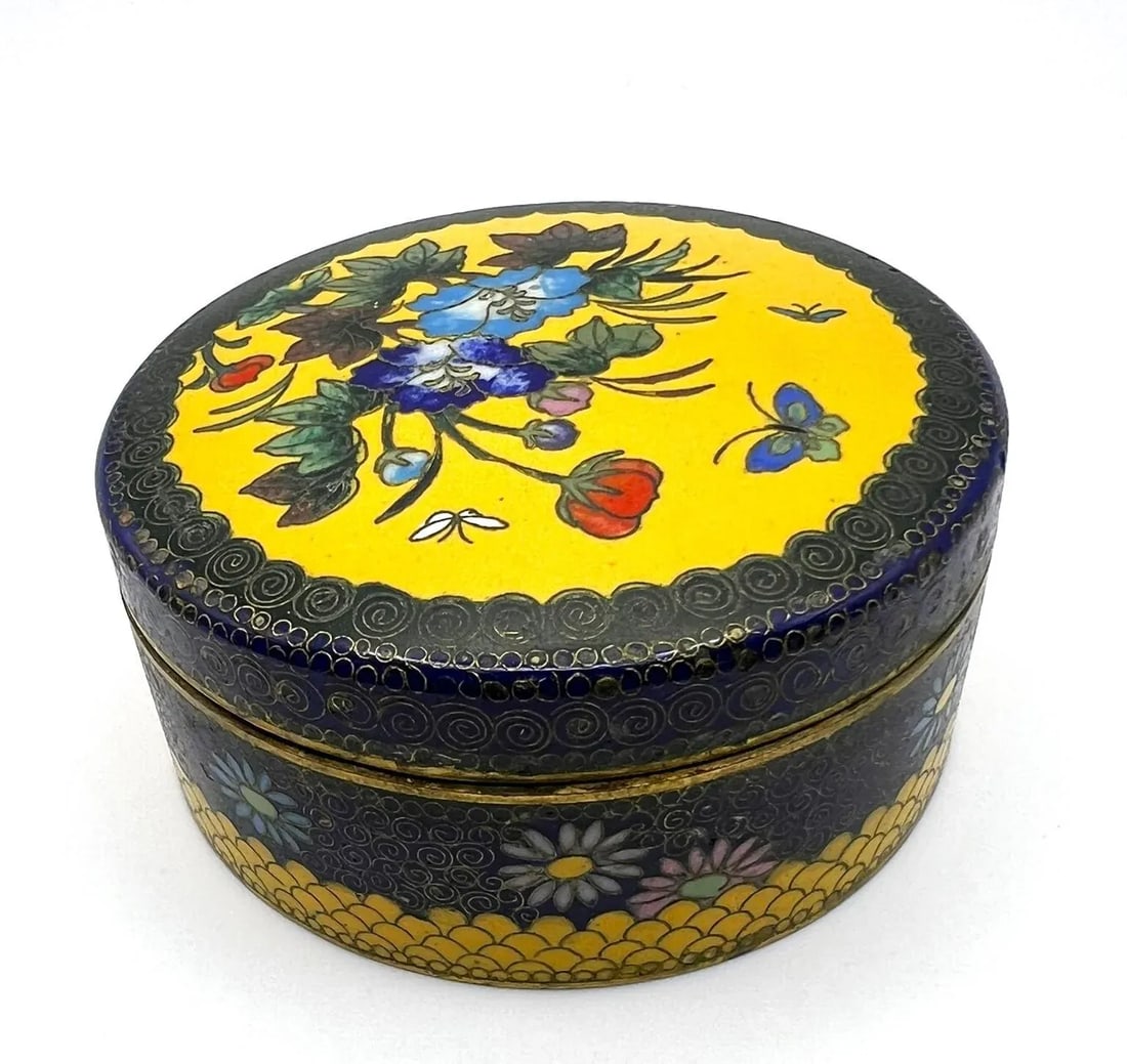Antique Japanese Cloisonne Box With Morning Glory Flowers - 2