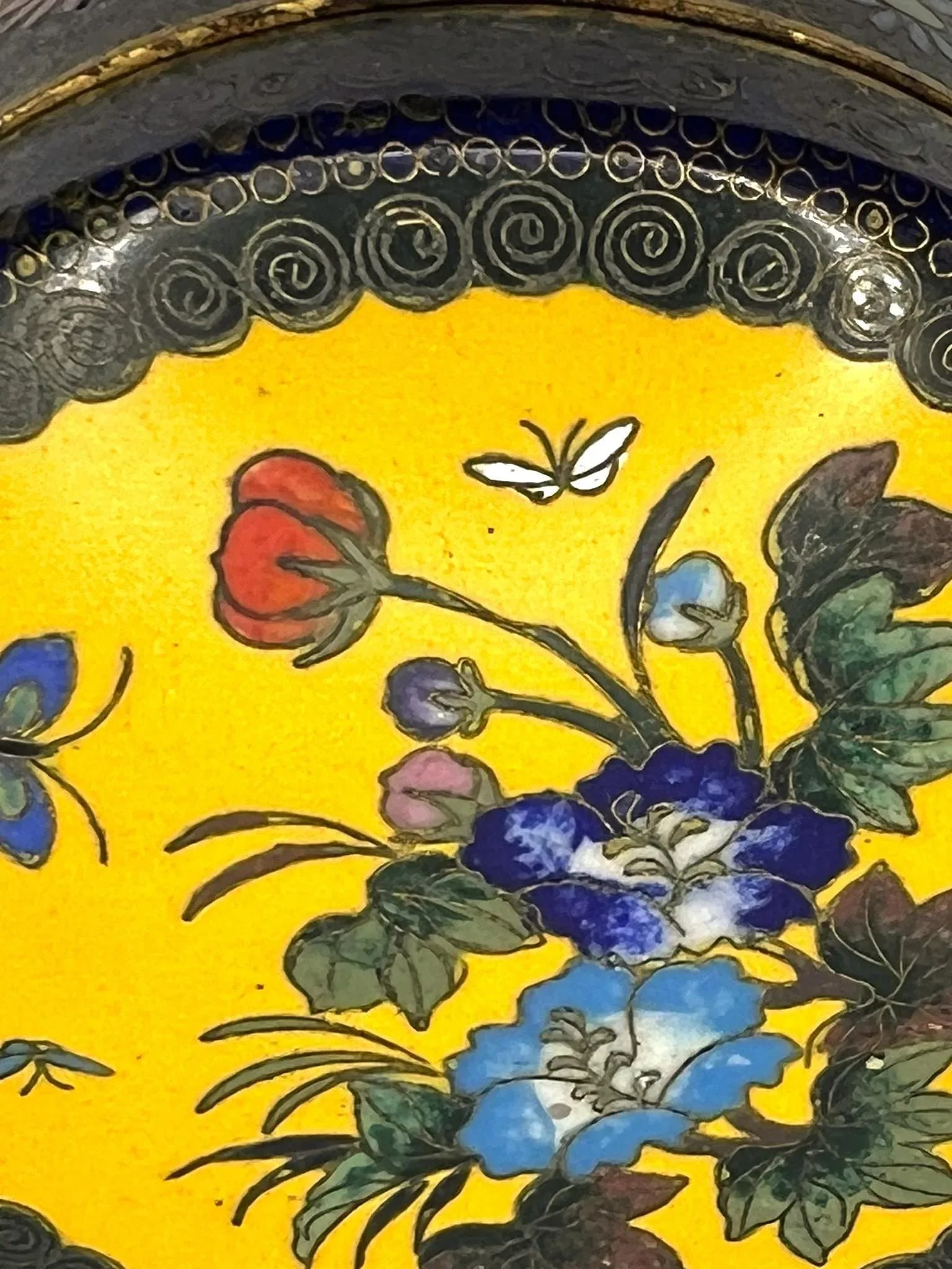 Antique Japanese Cloisonne Box With Morning Glory Flowers - 5