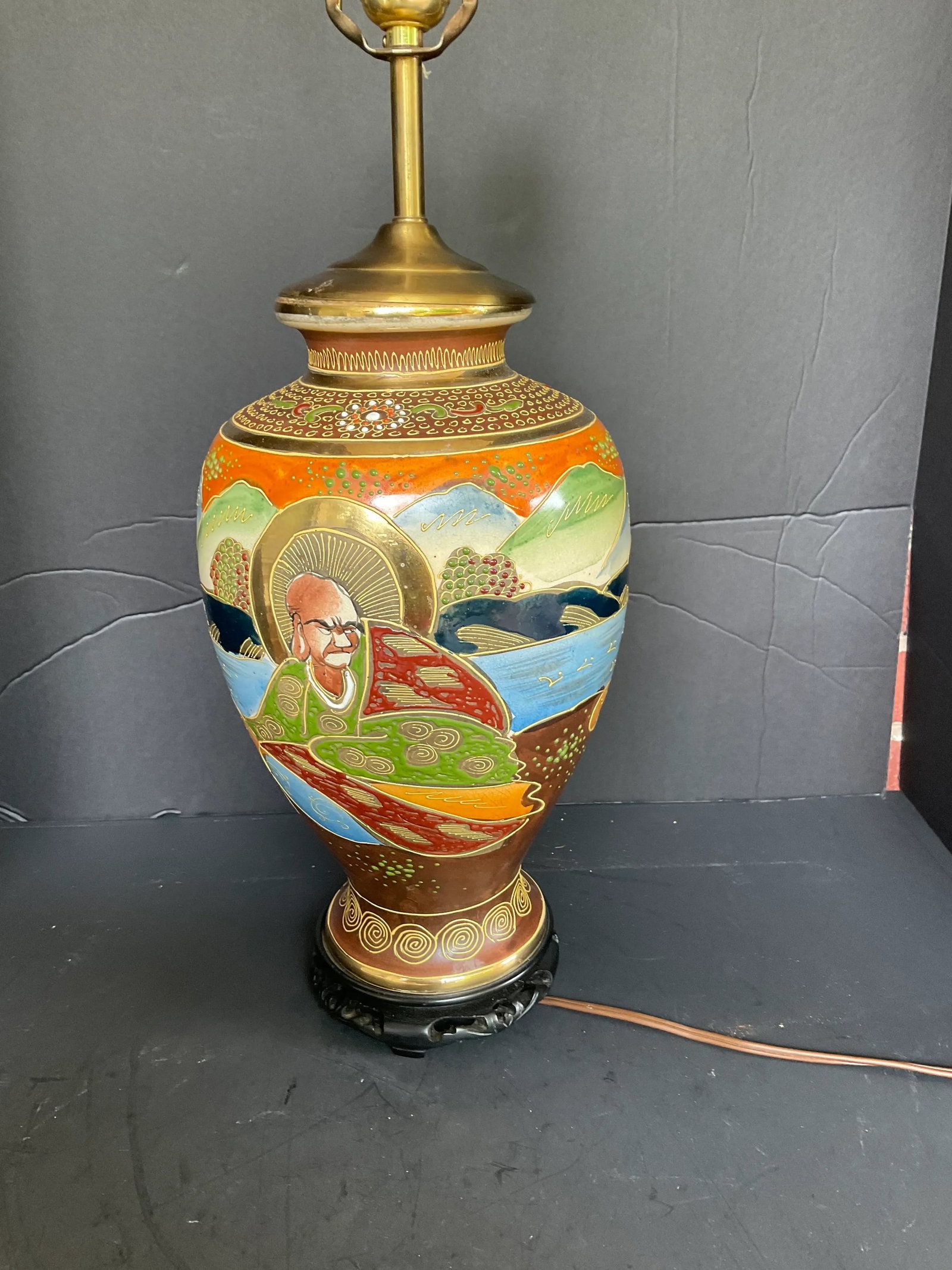 Vintage Satsuma Vase Converted Into a Lamp - 2