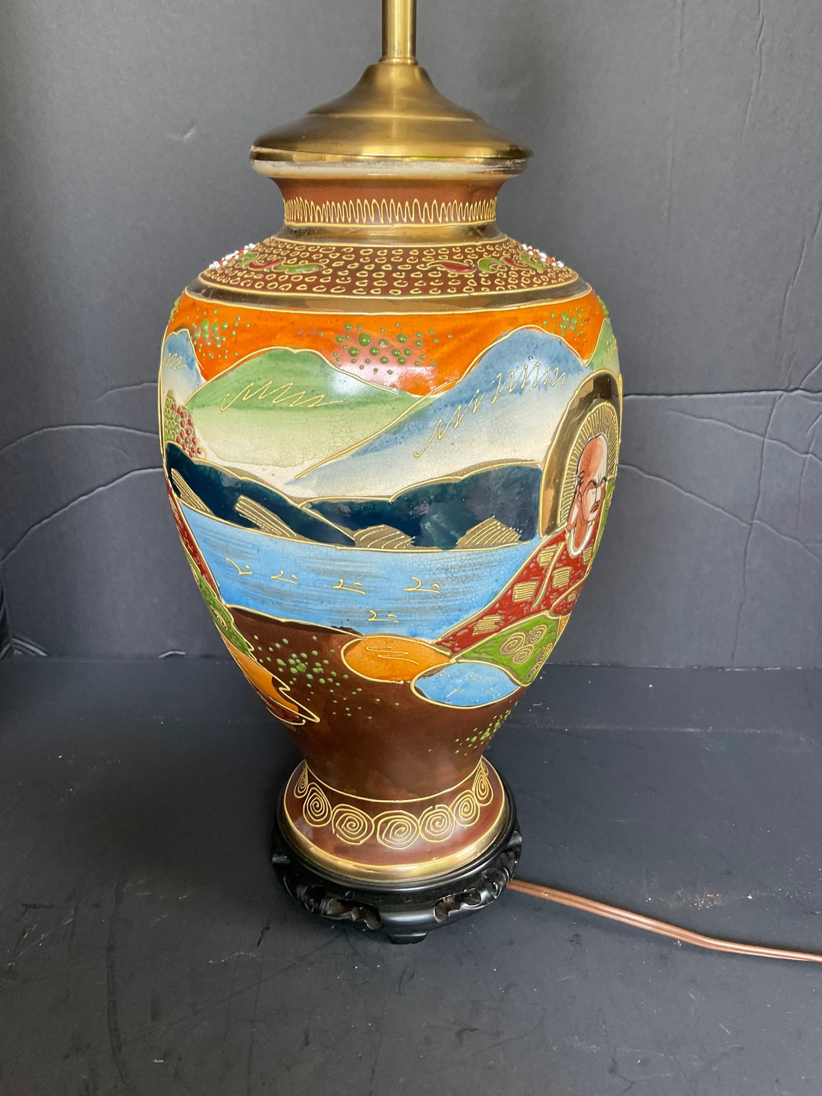 Vintage Satsuma Vase Converted Into a Lamp - 4