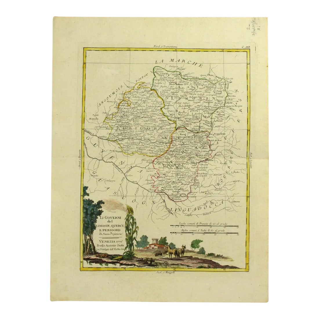 1776 Map of Limousin France by Antonio Zatta (1722-1804) Atlante Novissimo (1 of 13)