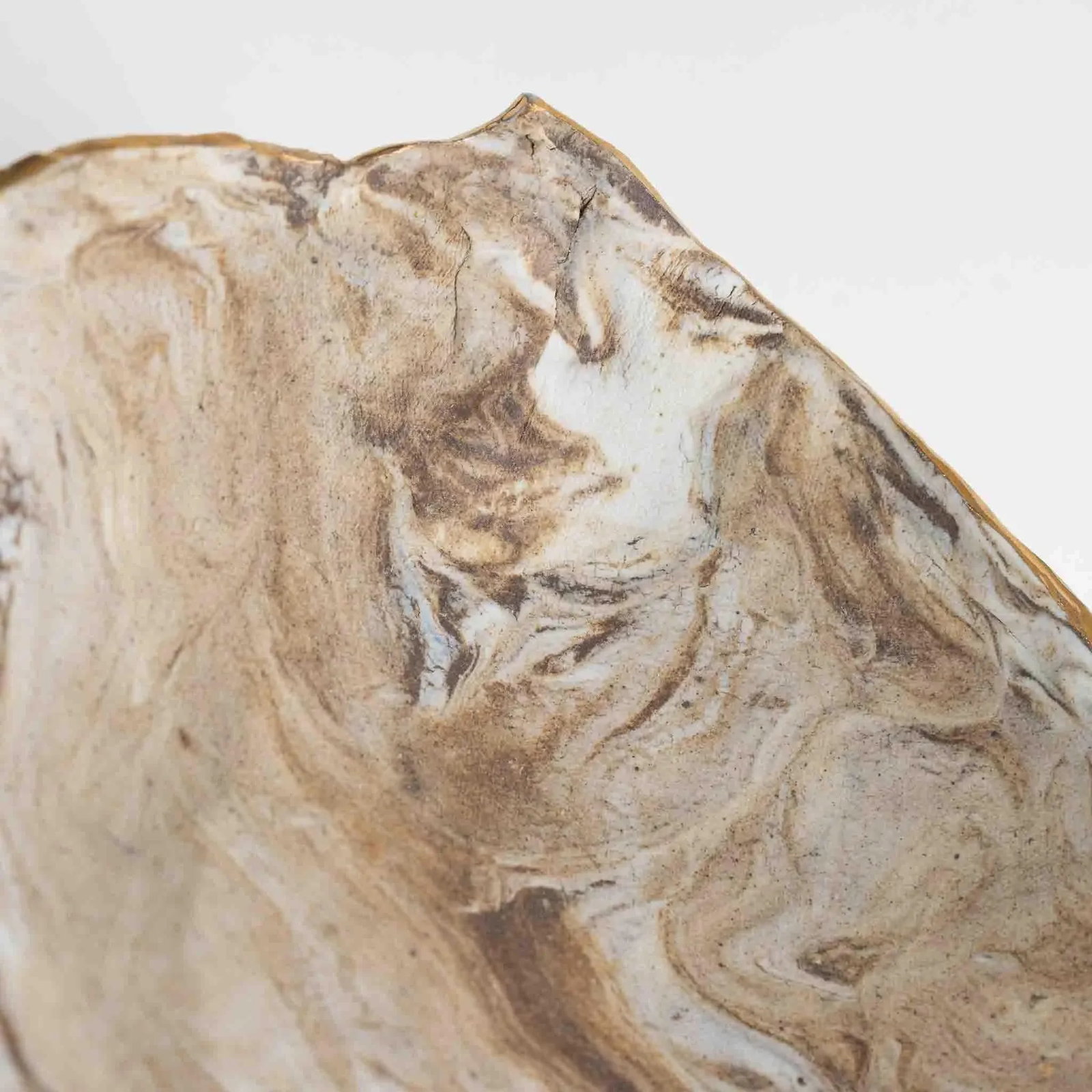 Vintage Tan and Off White Marbled Studio Pottery Bowl - 9