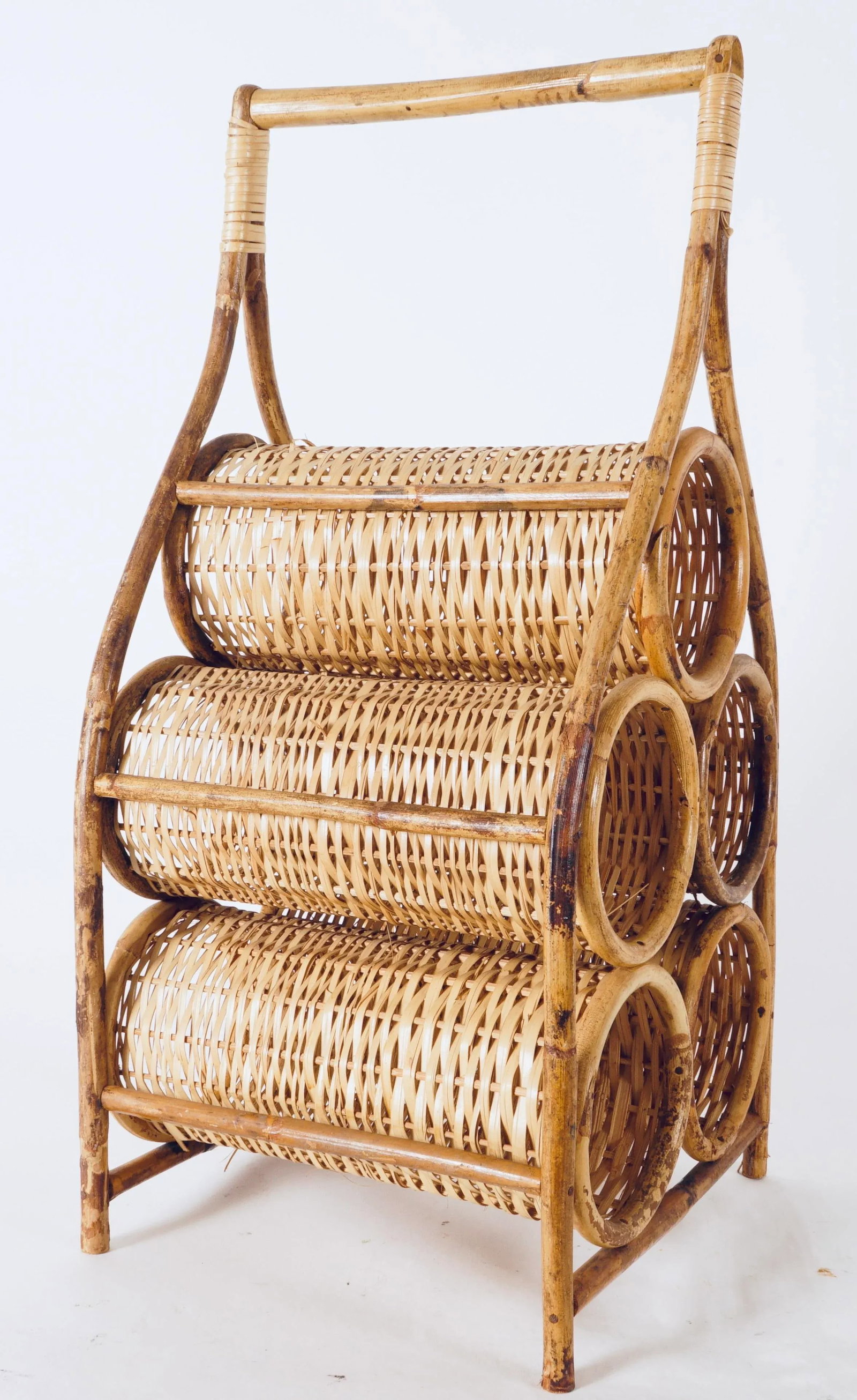Mid 20th Century Rattan & Bamboo Wine Rack - 12