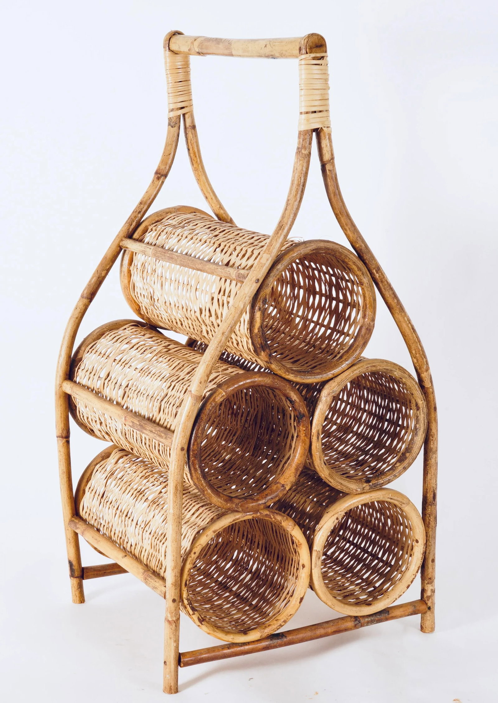 Mid 20th Century Rattan & Bamboo Wine Rack - 13