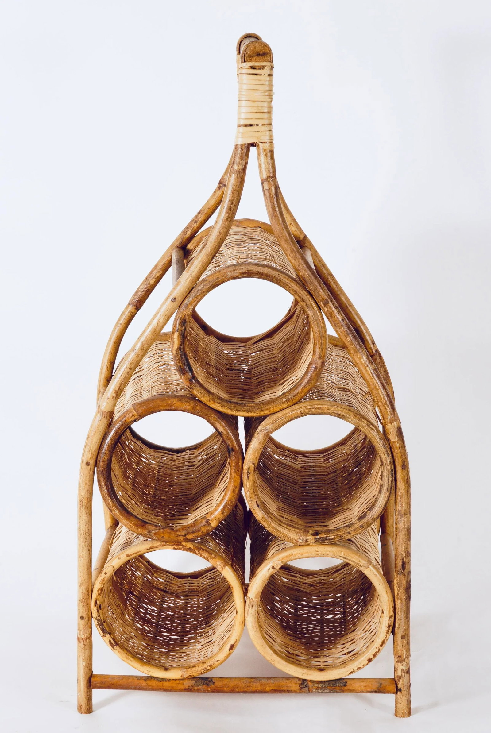 Mid 20th Century Rattan & Bamboo Wine Rack - 4