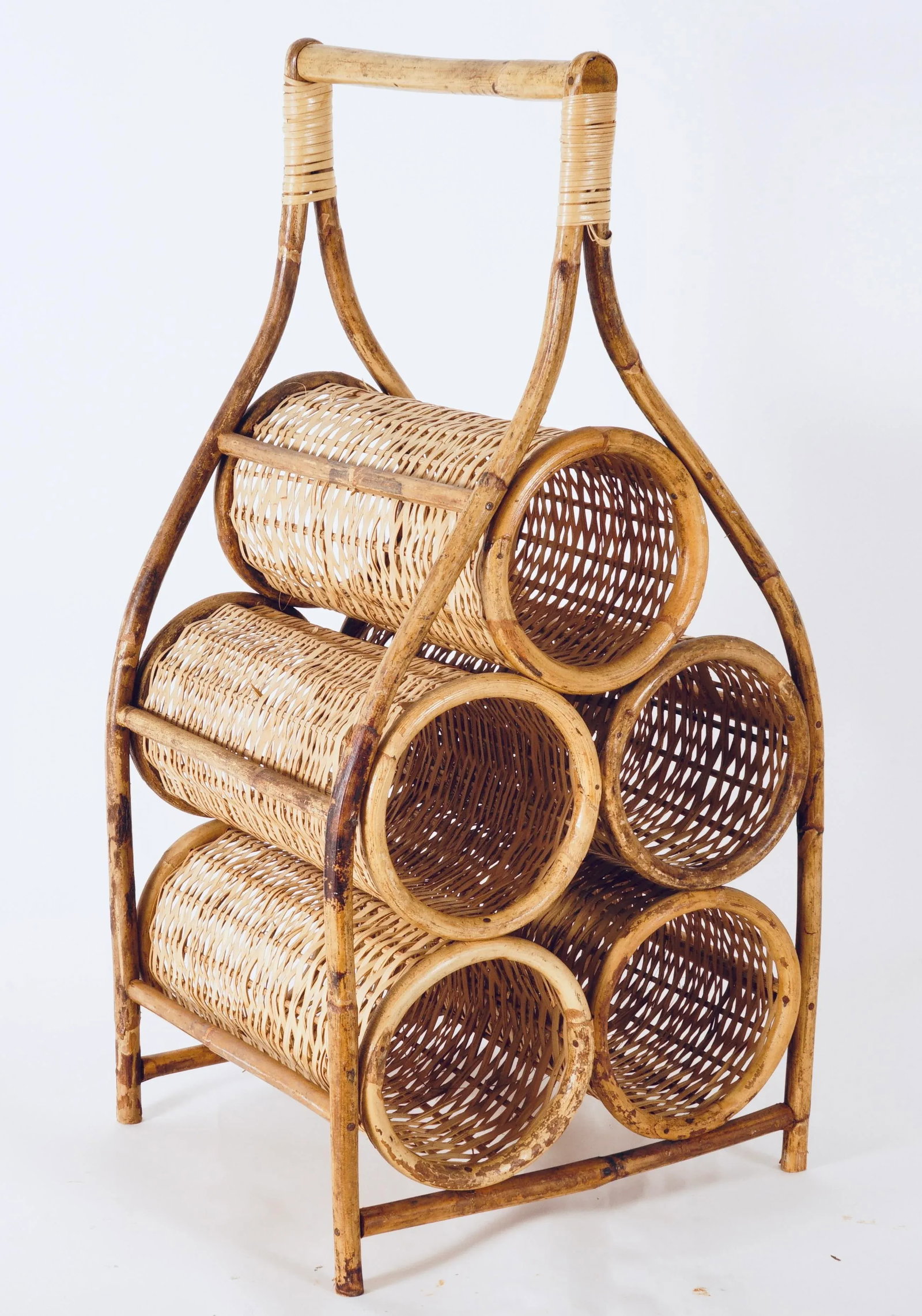 Mid 20th Century Rattan & Bamboo Wine Rack - 5