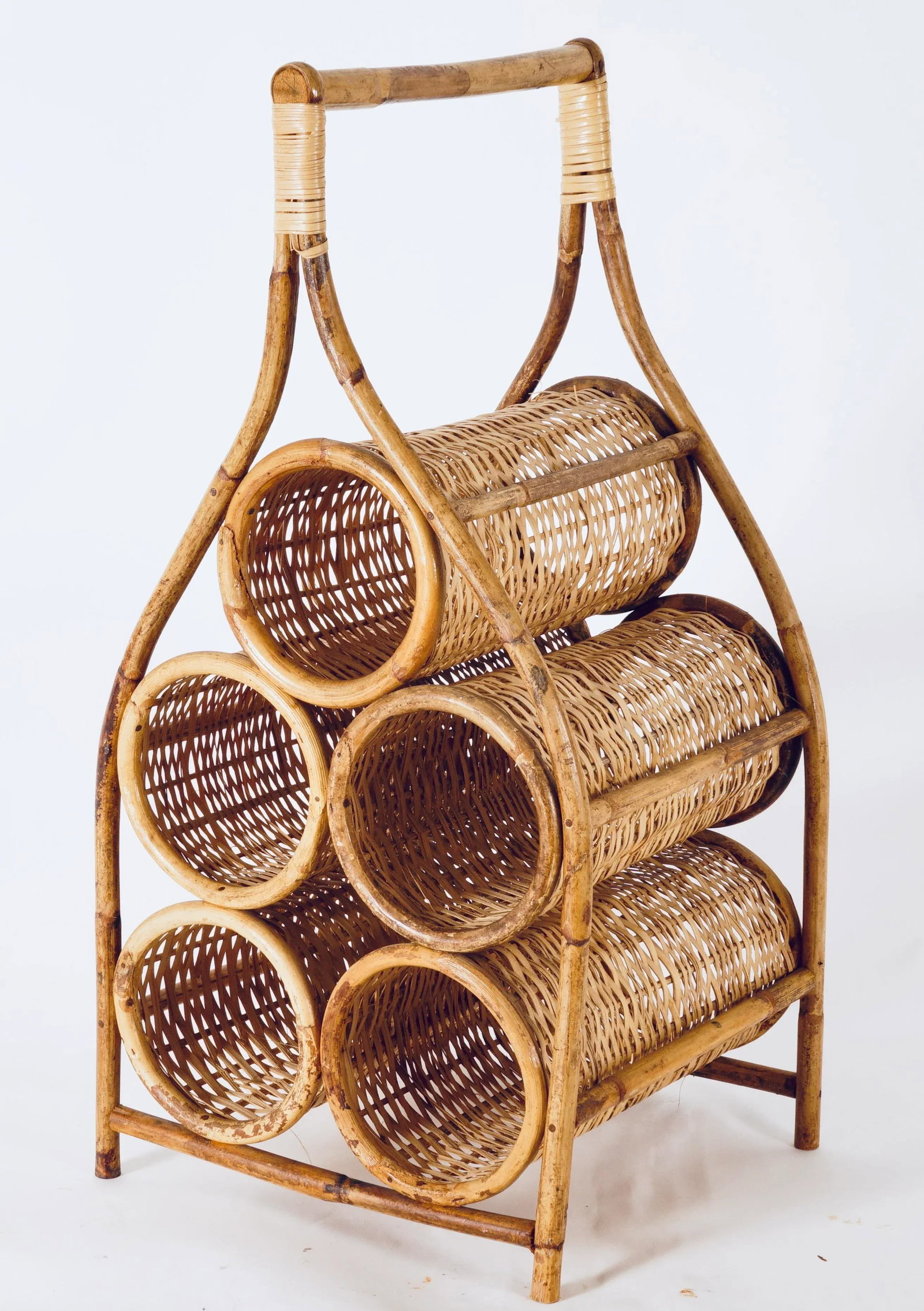 Mid 20th Century Rattan & Bamboo Wine Rack - 6