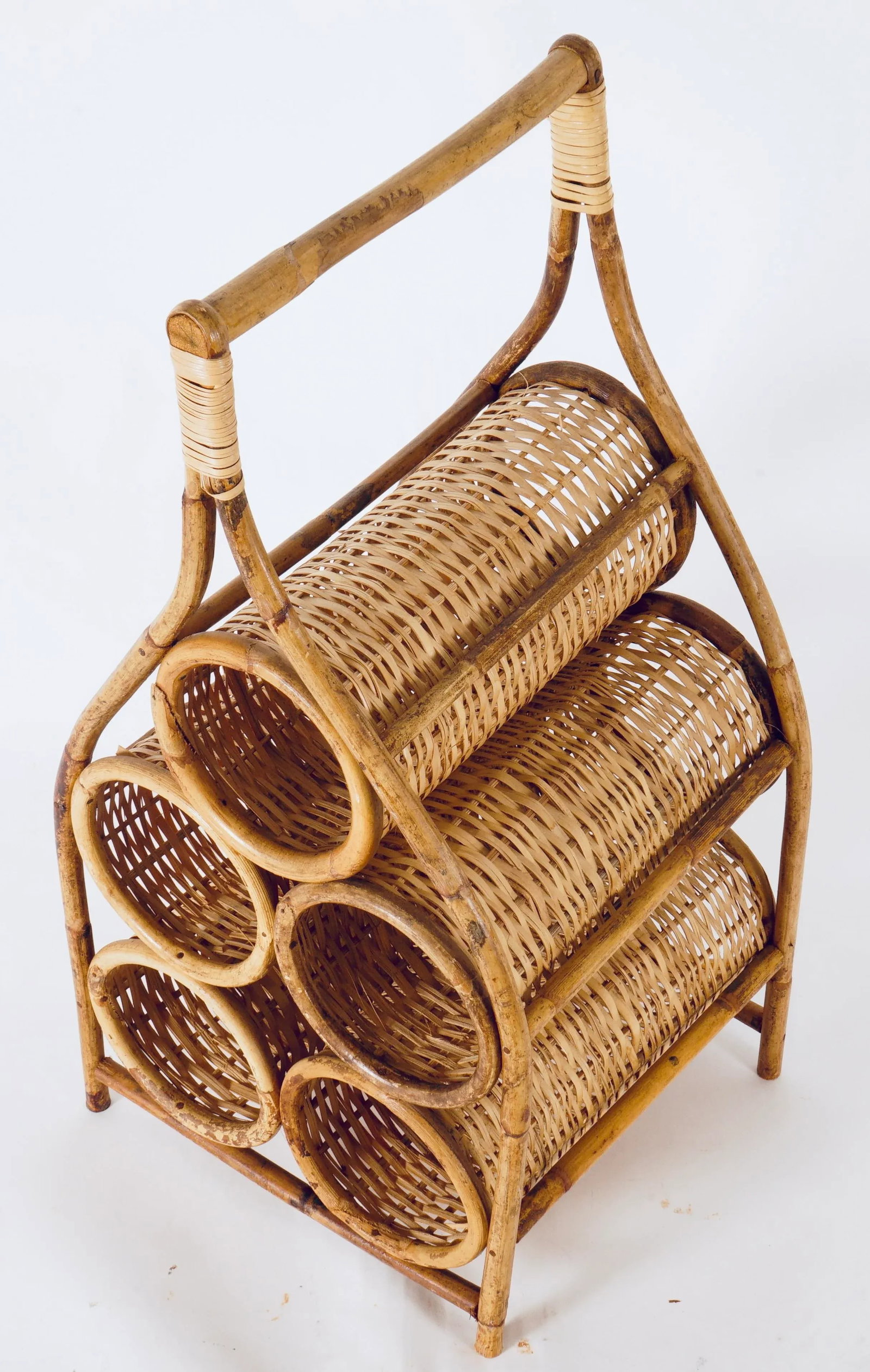 Mid 20th Century Rattan & Bamboo Wine Rack - 9