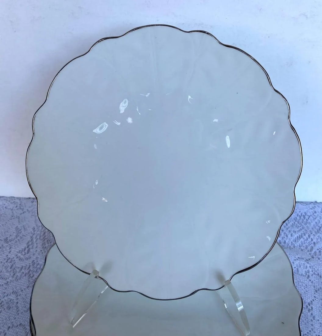 1980s Aynsley John England "Spring Crocus" Dinner Plate -Set of 5, Glossy White, Crocus Design & Pla - 2