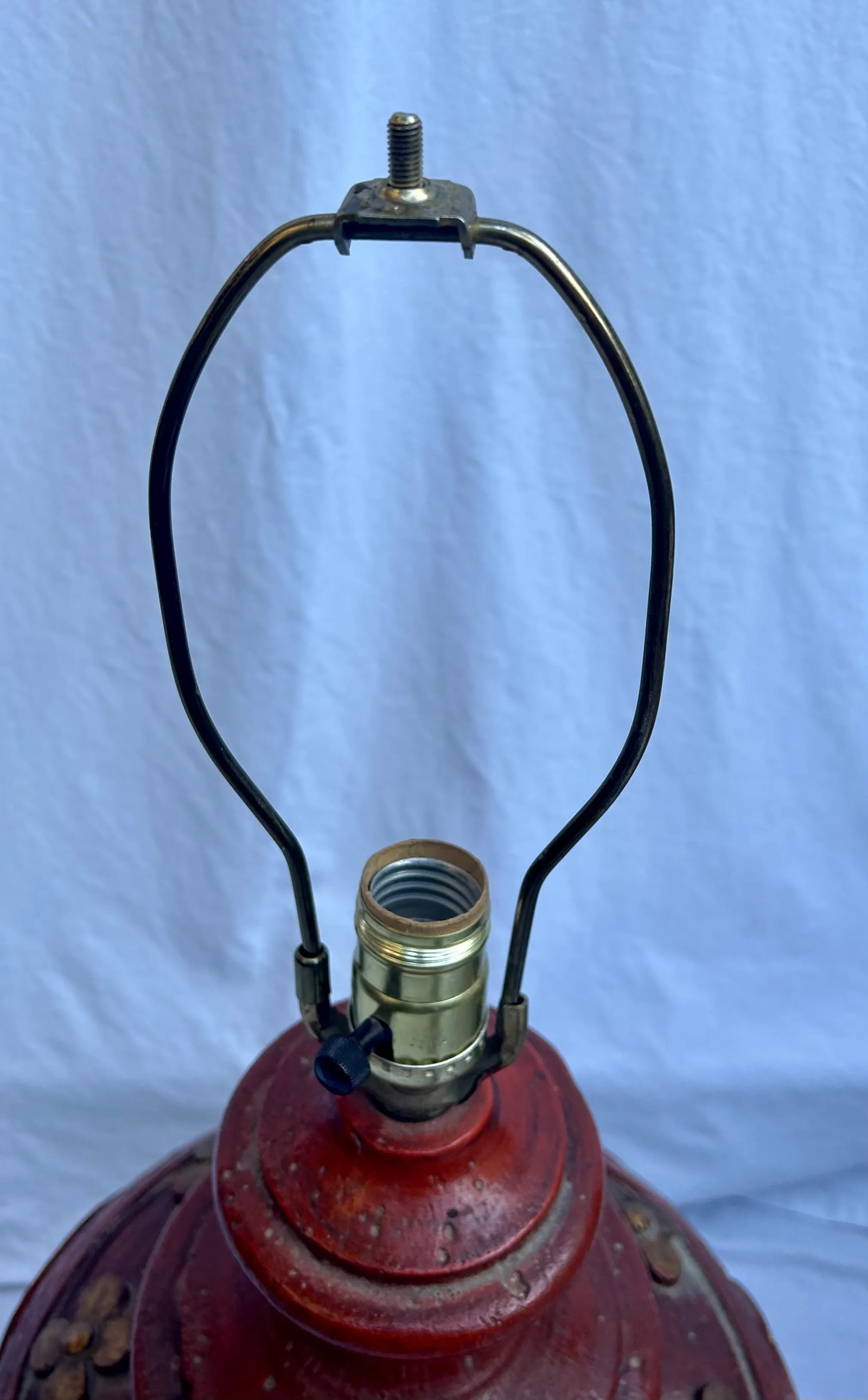 1960's Terra Cotta and Gold Italian Plaster Zaccagnini Style Table Lamp - 7