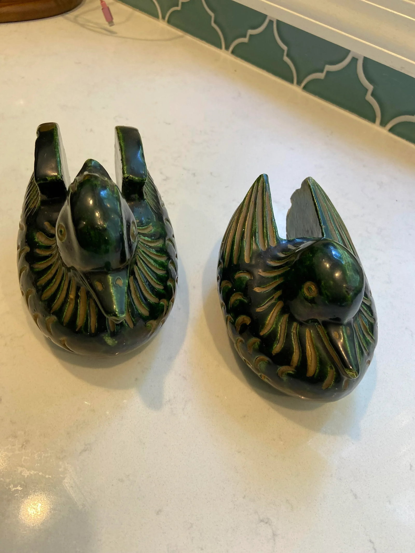 Mid 20th Century Japanese Mandarin Duck Screen Holders - a Pair - 2