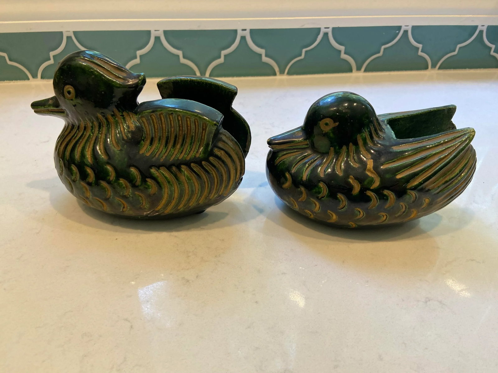 Mid 20th Century Japanese Mandarin Duck Screen Holders - a Pair - 4