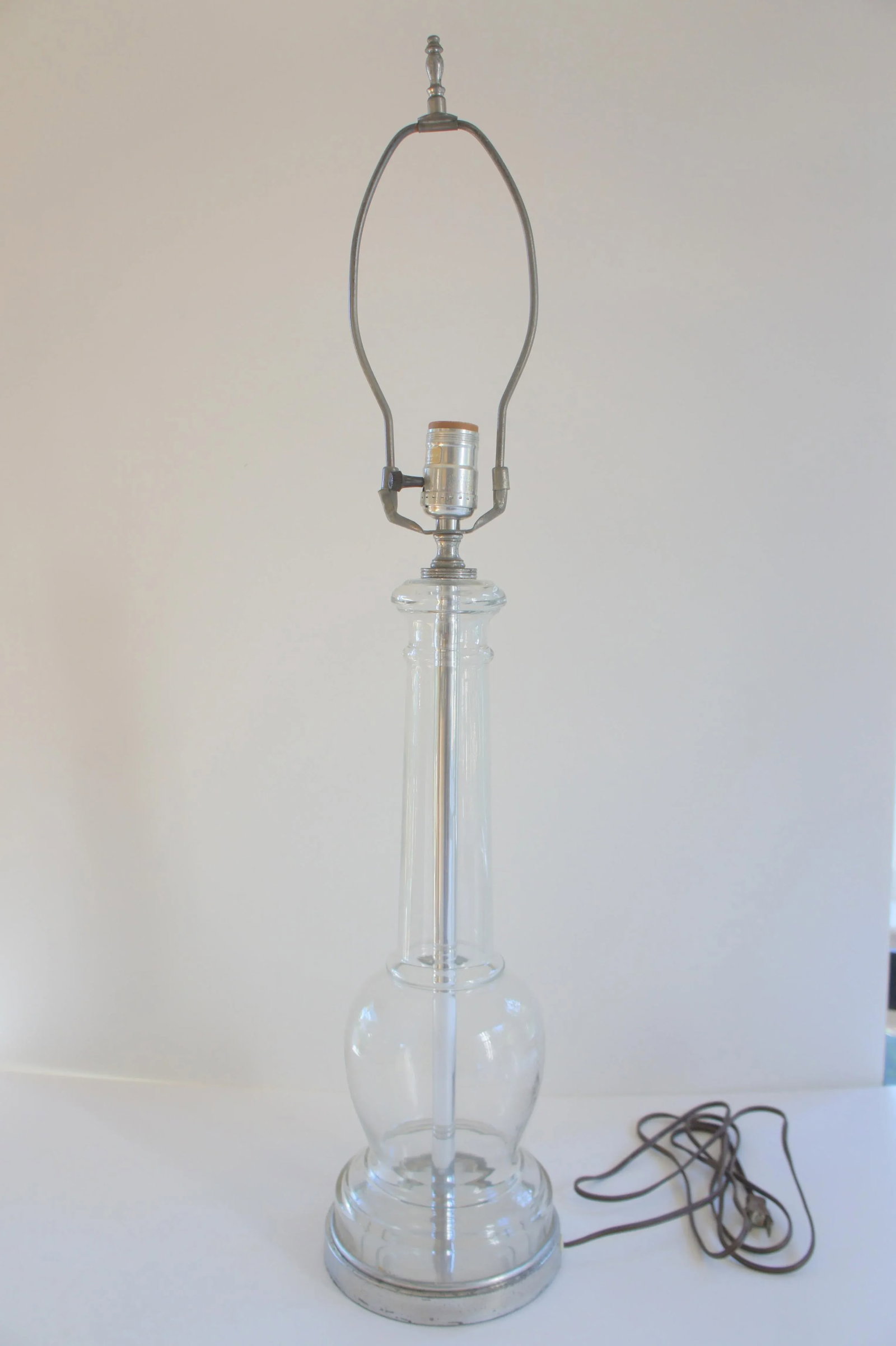 Warren Kessler Glass and Chrome Baluster Table Lamp - 6