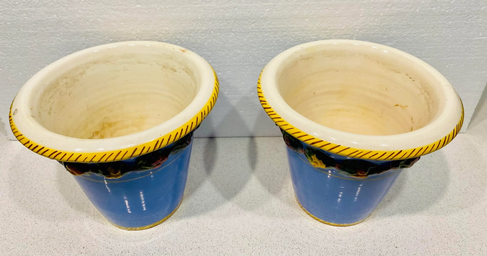 1970s Hand Painted Italian Red Ware Cache Pots- Set of 2 - 2
