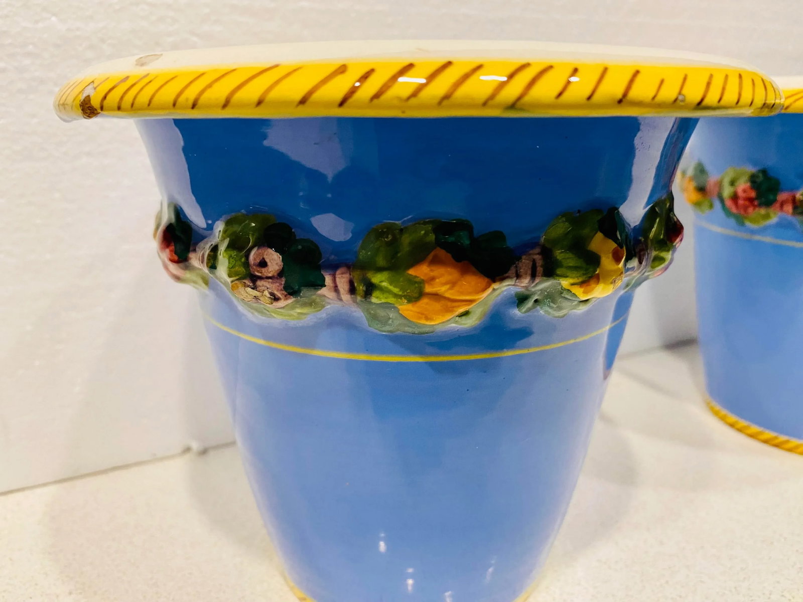 1970s Hand Painted Italian Red Ware Cache Pots- Set of 2 - 4