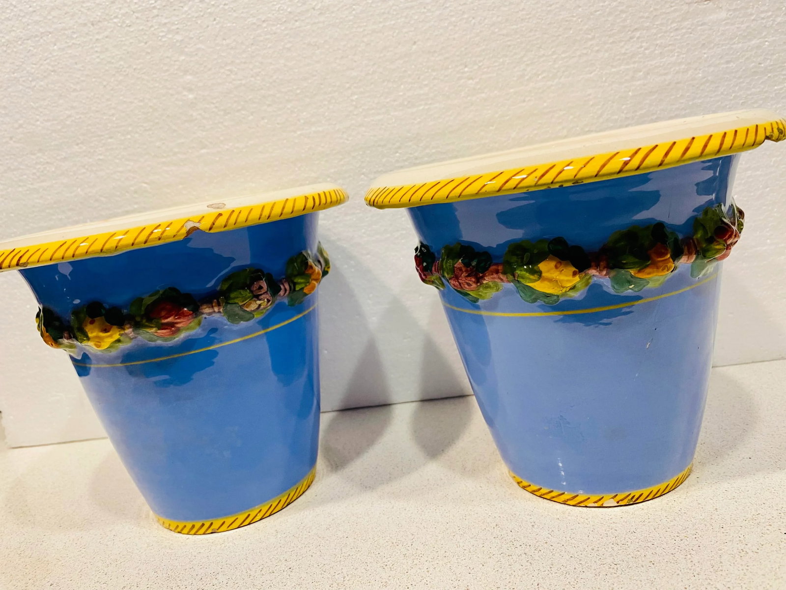 1970s Hand Painted Italian Red Ware Cache Pots- Set of 2 - 9