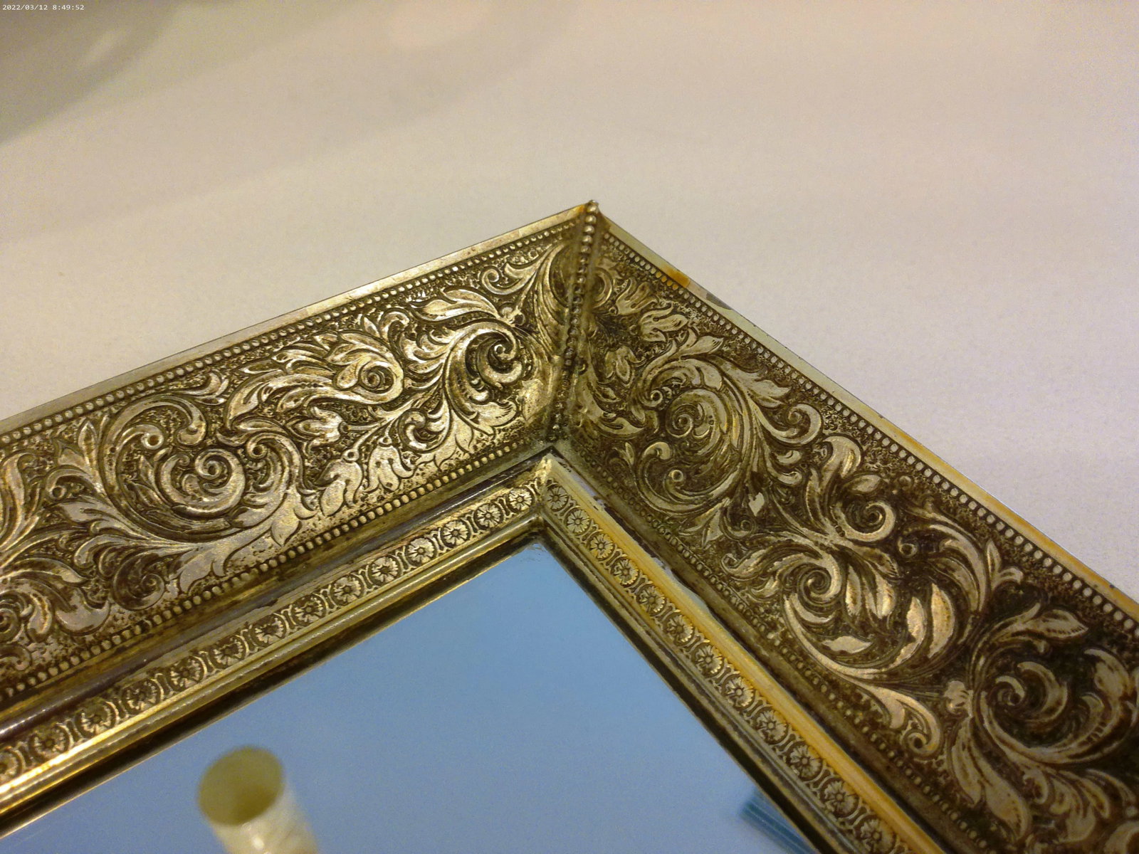 Vintage Gold Tone Scroll Mirrored Vanity Tray - 2
