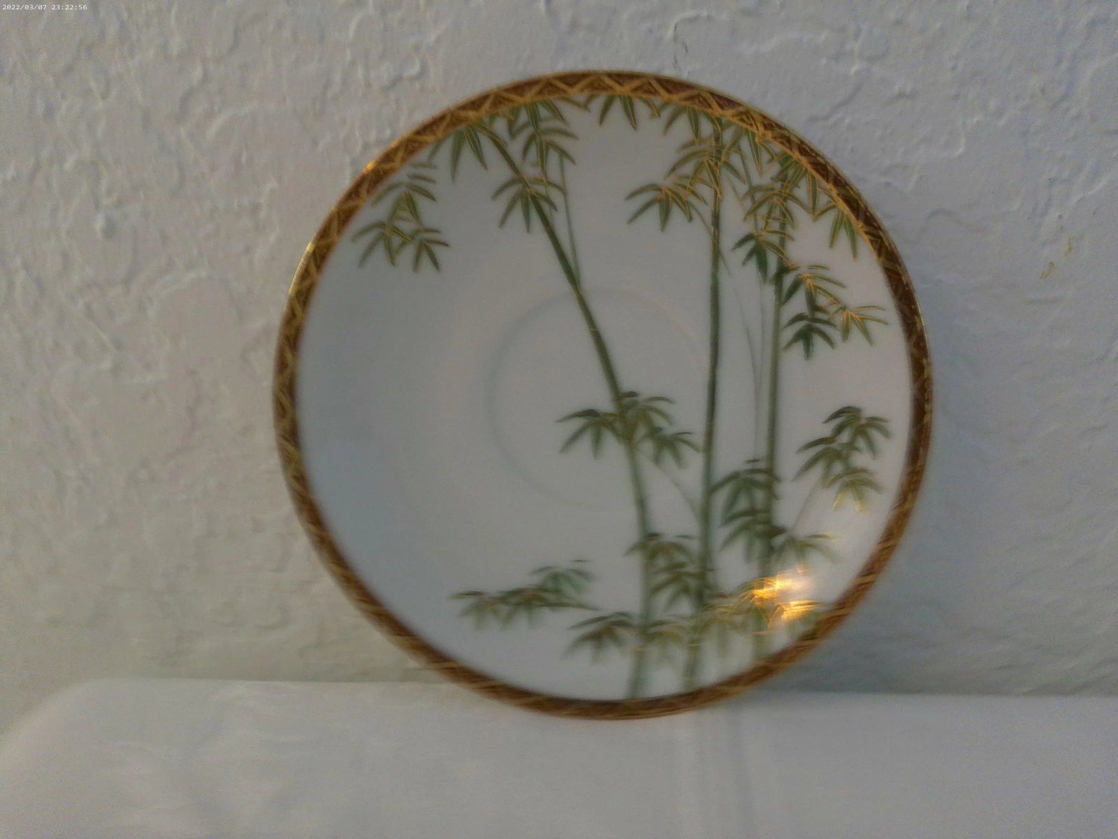 1970s Soko Bone China Bamboo Cups & Saucers, Srvc. For 8 - 3
