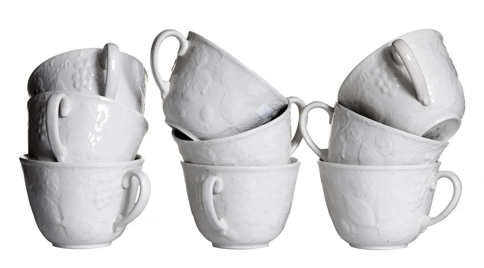 Burgess & Leigh English Ironstone Large Cups & Saucers Set; Service for 9 - 2