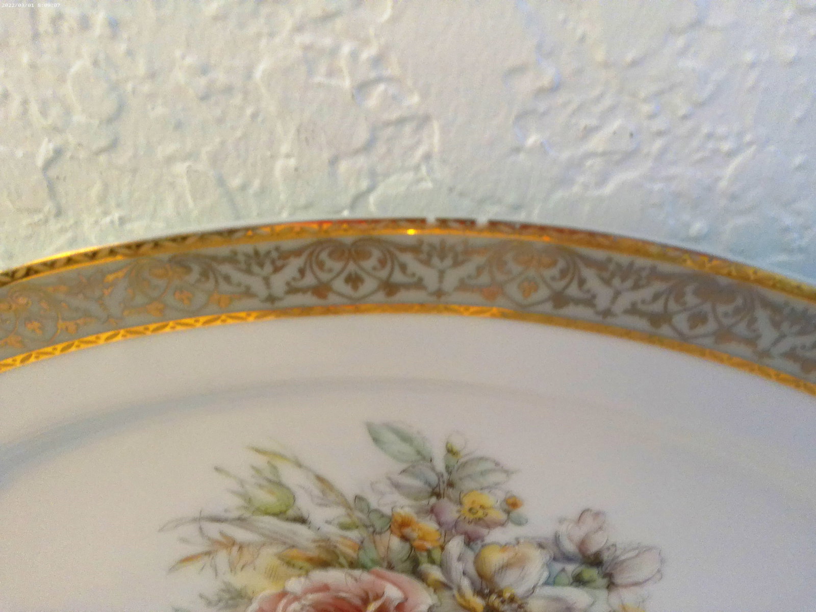 Vintage T. Limoges Italy 24k Gold Floral Serving Pieces, Set of 3 - 10