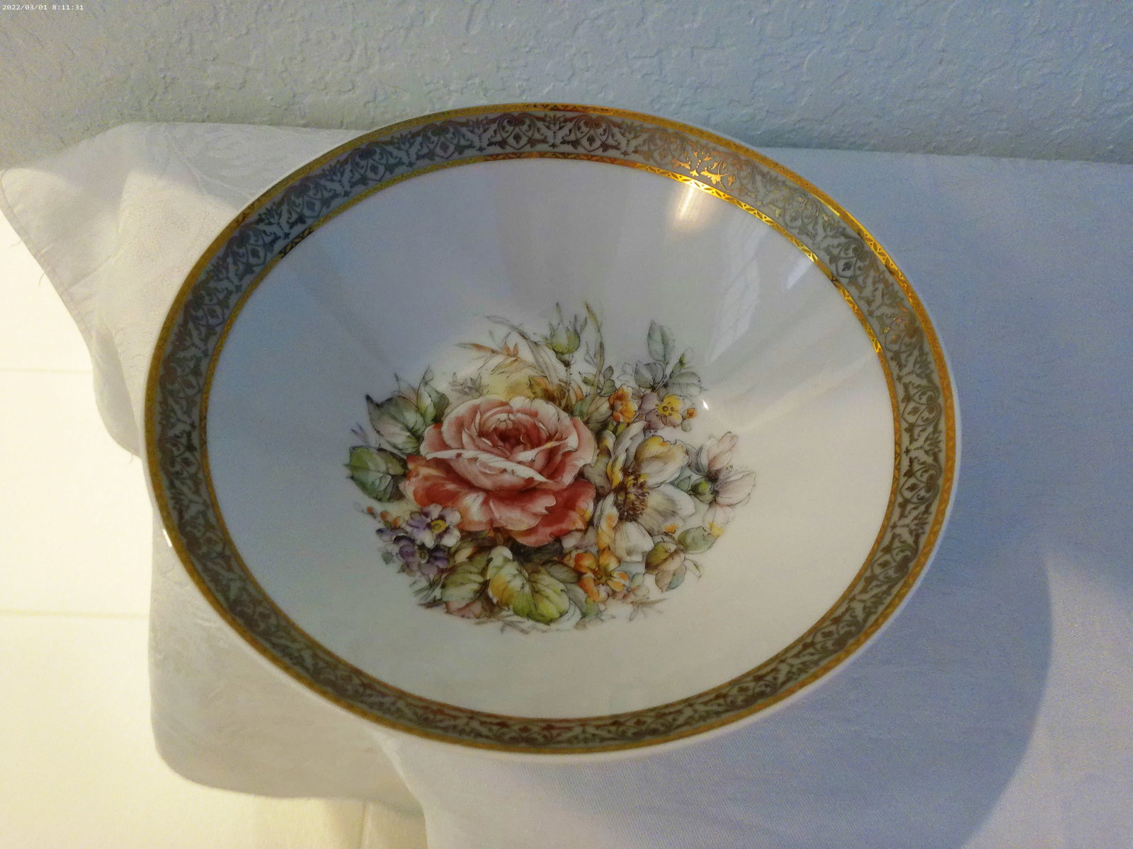 Vintage T. Limoges Italy 24k Gold Floral Serving Pieces, Set of 3 - 3