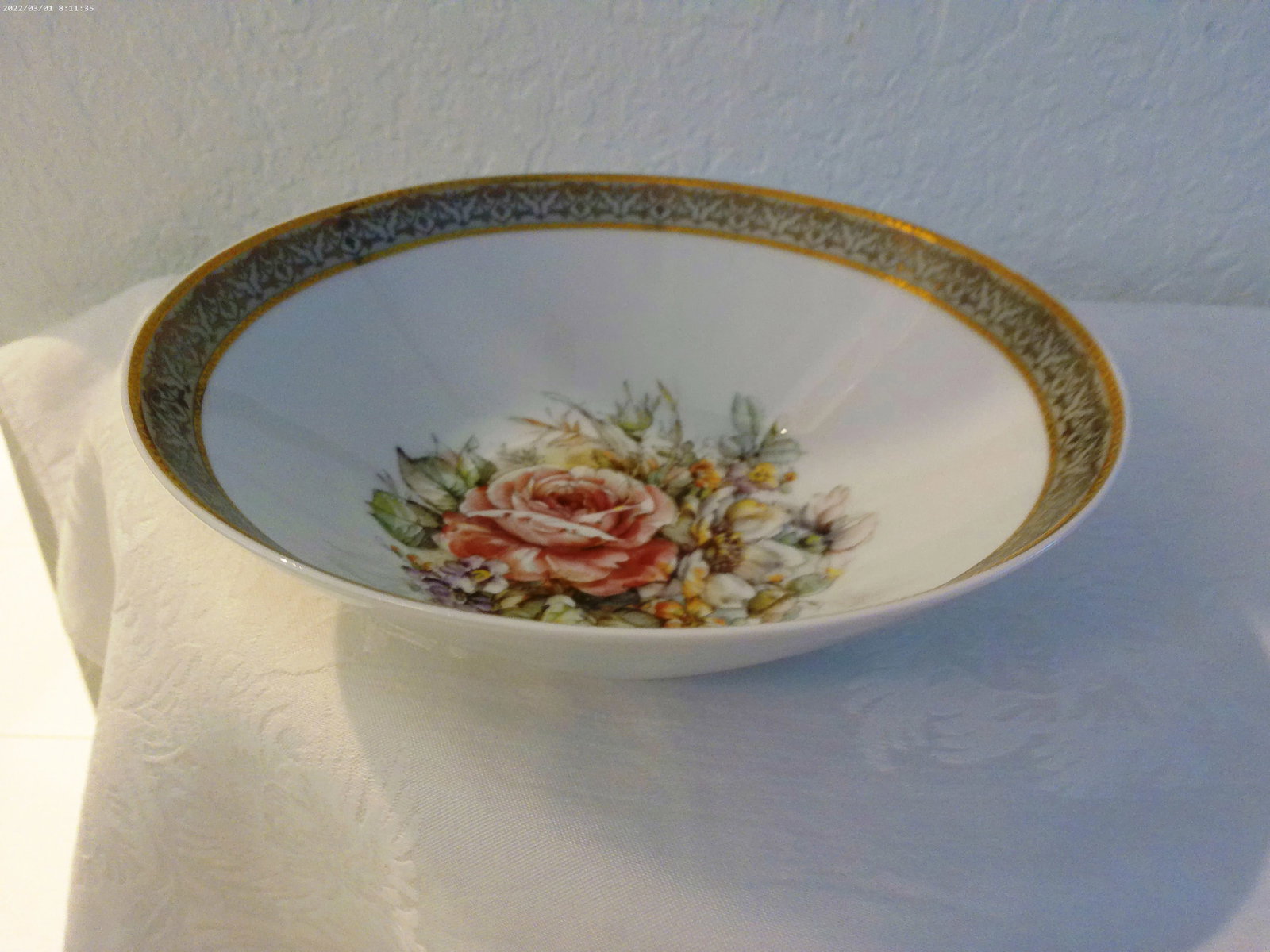 Vintage T. Limoges Italy 24k Gold Floral Serving Pieces, Set of 3 - 4