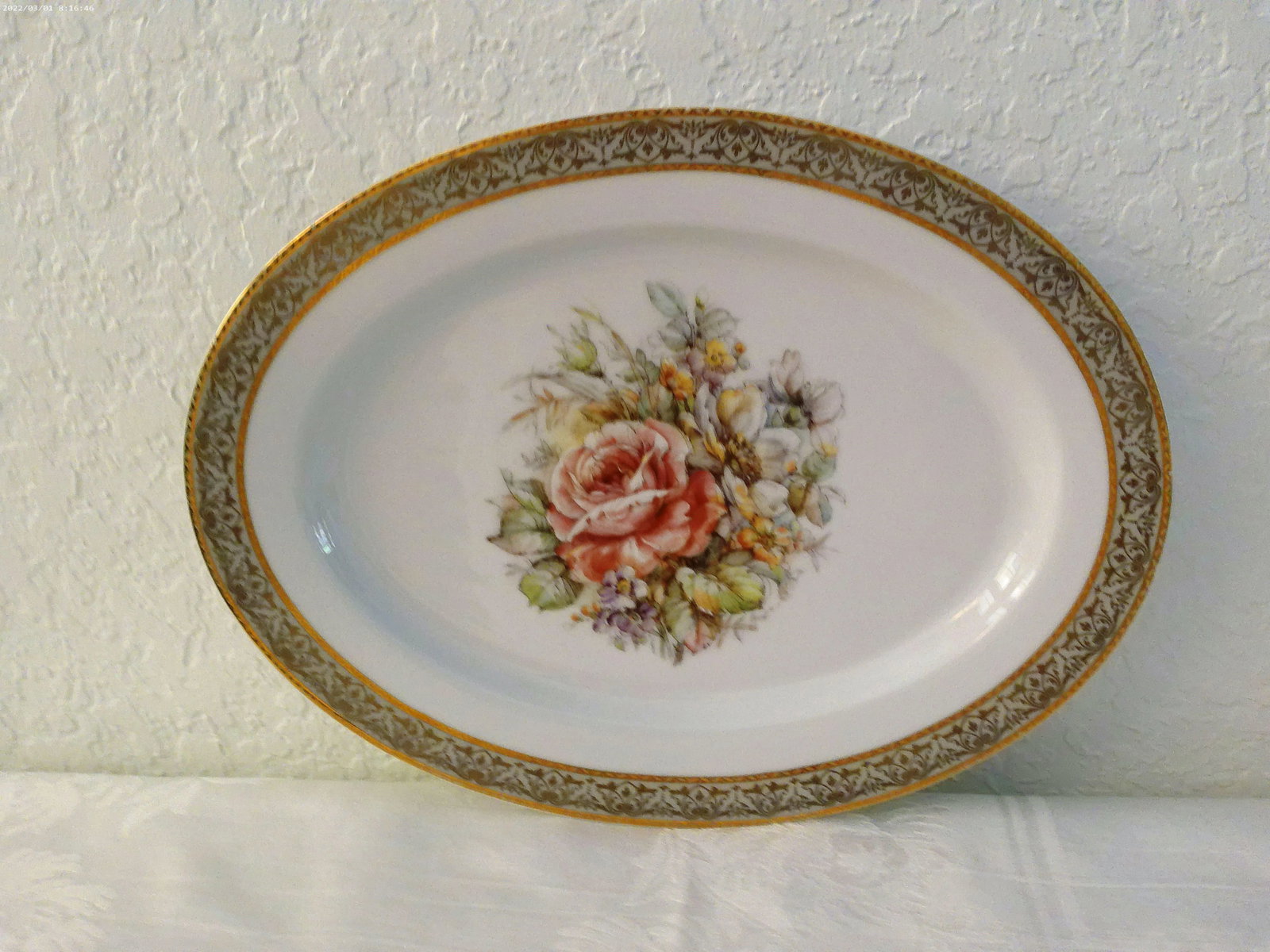 Vintage T. Limoges Italy 24k Gold Floral Serving Pieces, Set of 3 - 6
