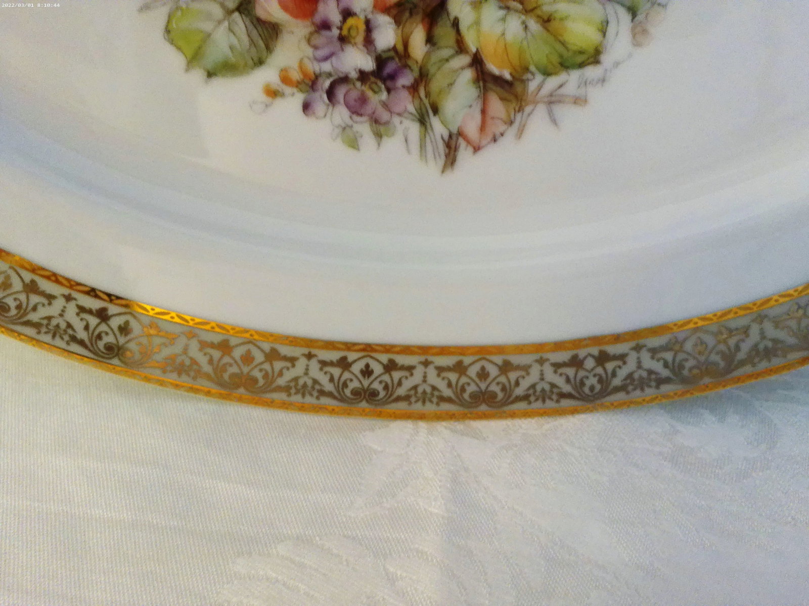 Vintage T. Limoges Italy 24k Gold Floral Serving Pieces, Set of 3 - 8