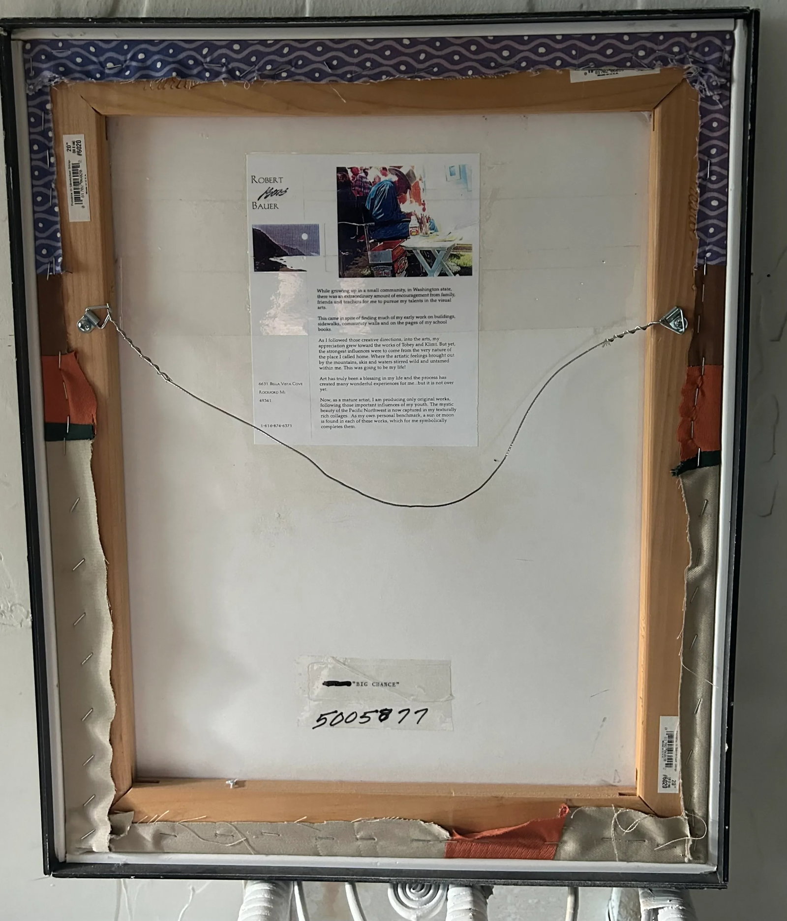 "Big Chance". Dyed and Stretched Fabric Over Frame, Signed by Artist - 7