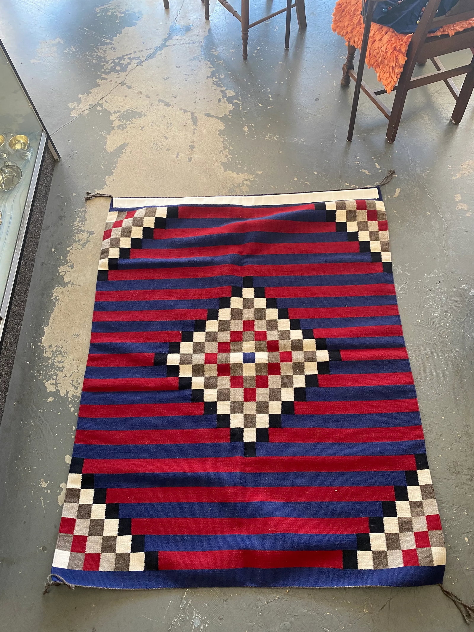 Vintage Hand Woven Wool Navajo Style Tapestry - 4