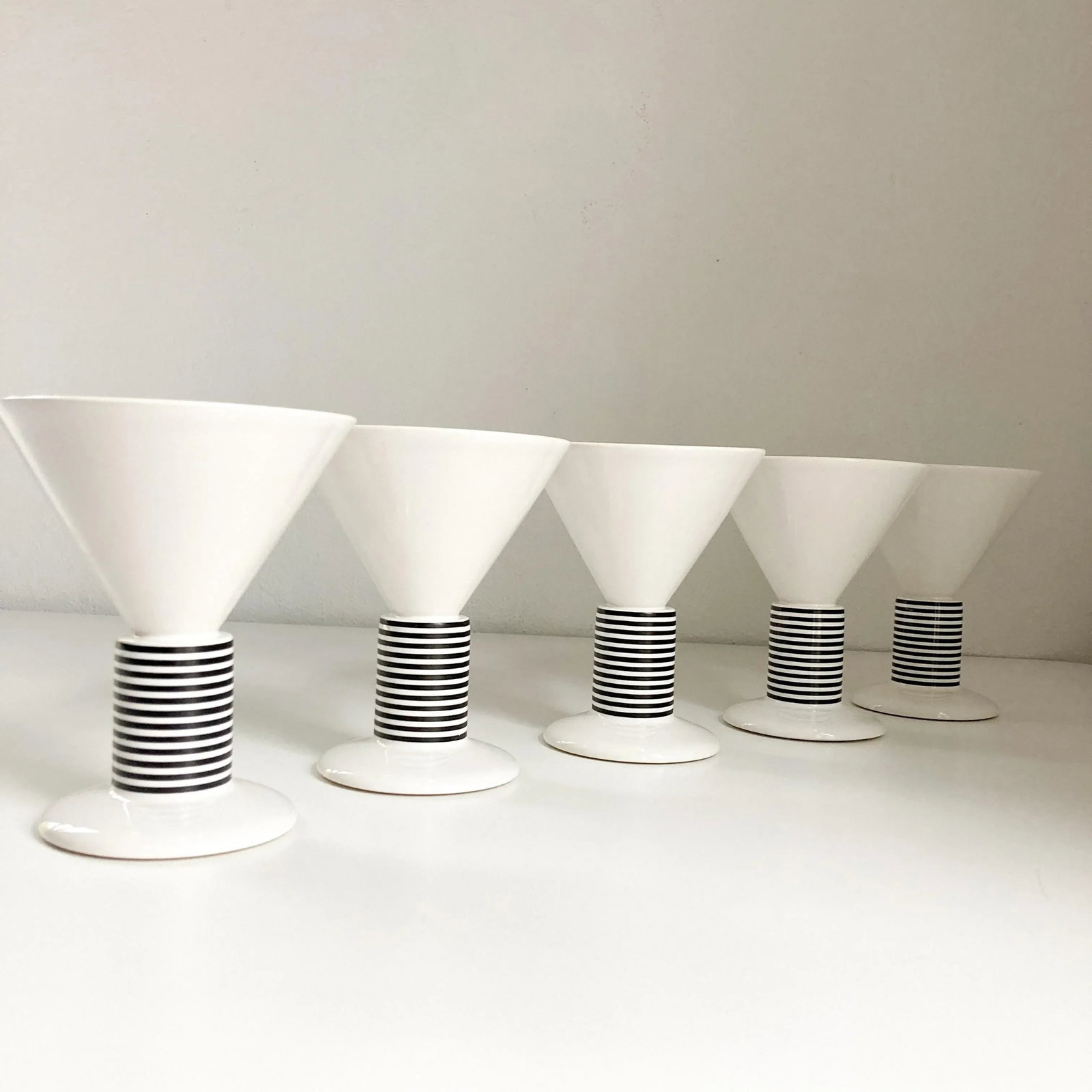 1980s Vienna Collection by Heide Warlamais Set of 5 Porcelain Barware Vessels - 3