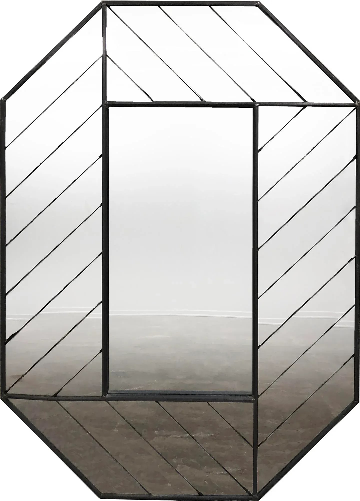 Retro Carver's Guild Mirror With Leaded Herringbone Pattern, "Signed" by Artist - 11