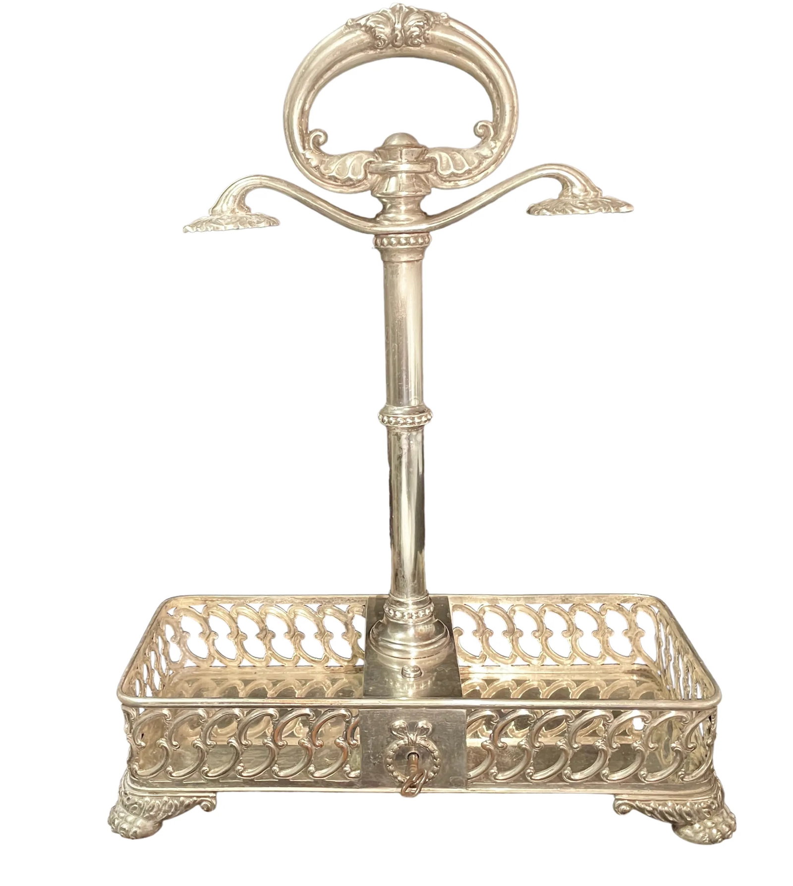 1890s Tiffany and Co. Gilded Age Monogrammed Tantalus With Baccarat Decanters, Original Key - 5