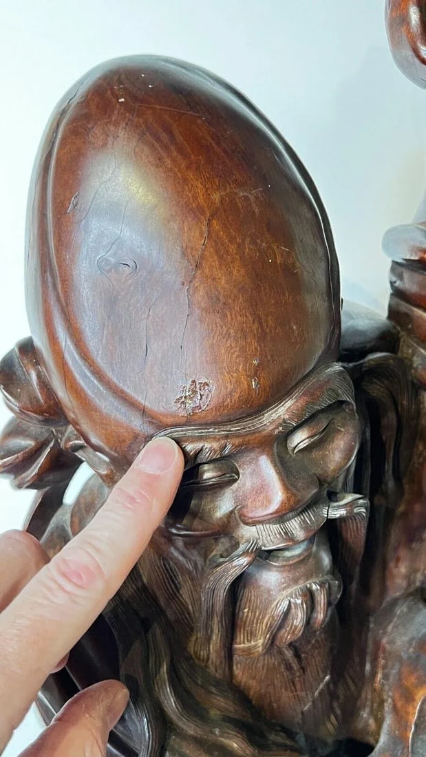 Chinese Rosewood Sculpture of Daoist Deity - 4