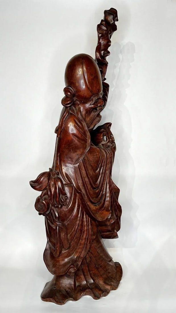 Chinese Rosewood Sculpture of Daoist Deity - 5