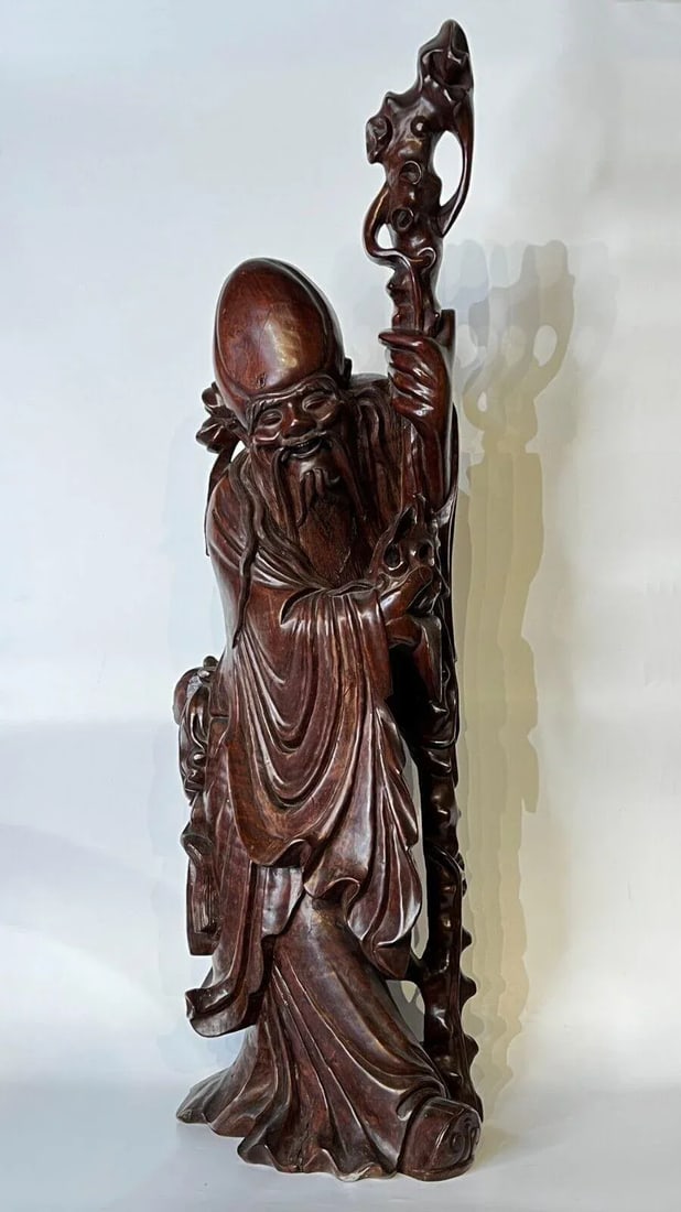 Chinese Rosewood Sculpture of Daoist Deity - 6
