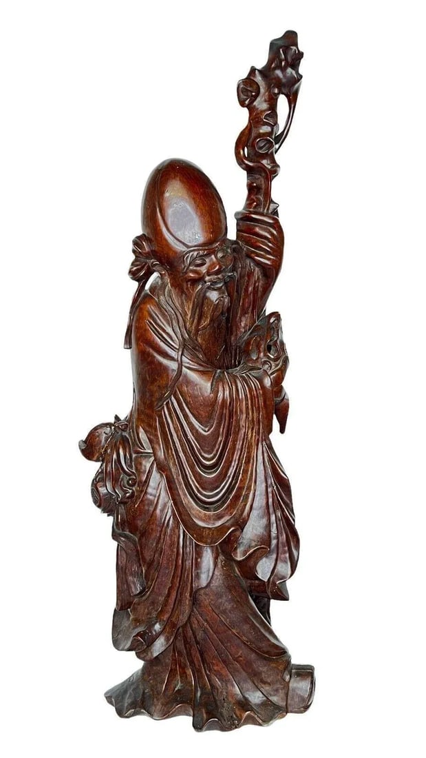 Chinese Rosewood Sculpture of Daoist Deity - 7