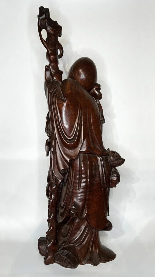 Chinese Rosewood Sculpture of Daoist Deity - 8