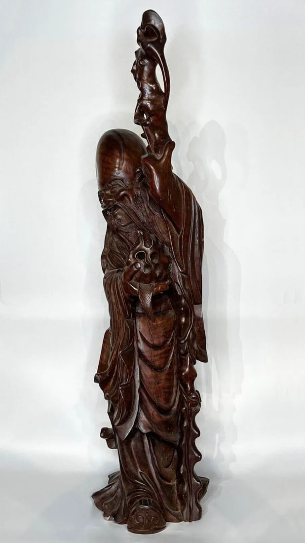 Chinese Rosewood Sculpture of Daoist Deity - 9