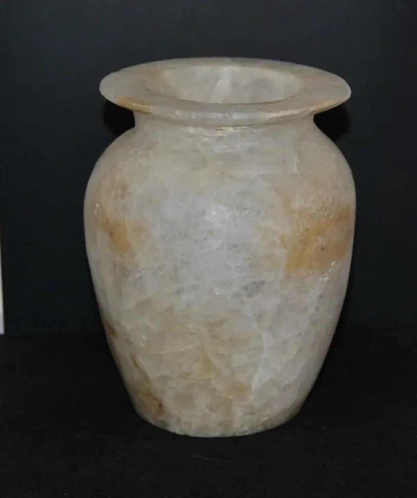 1910's Egyptian or Phoenician Style Pure Alabaster Vase Jar - 2