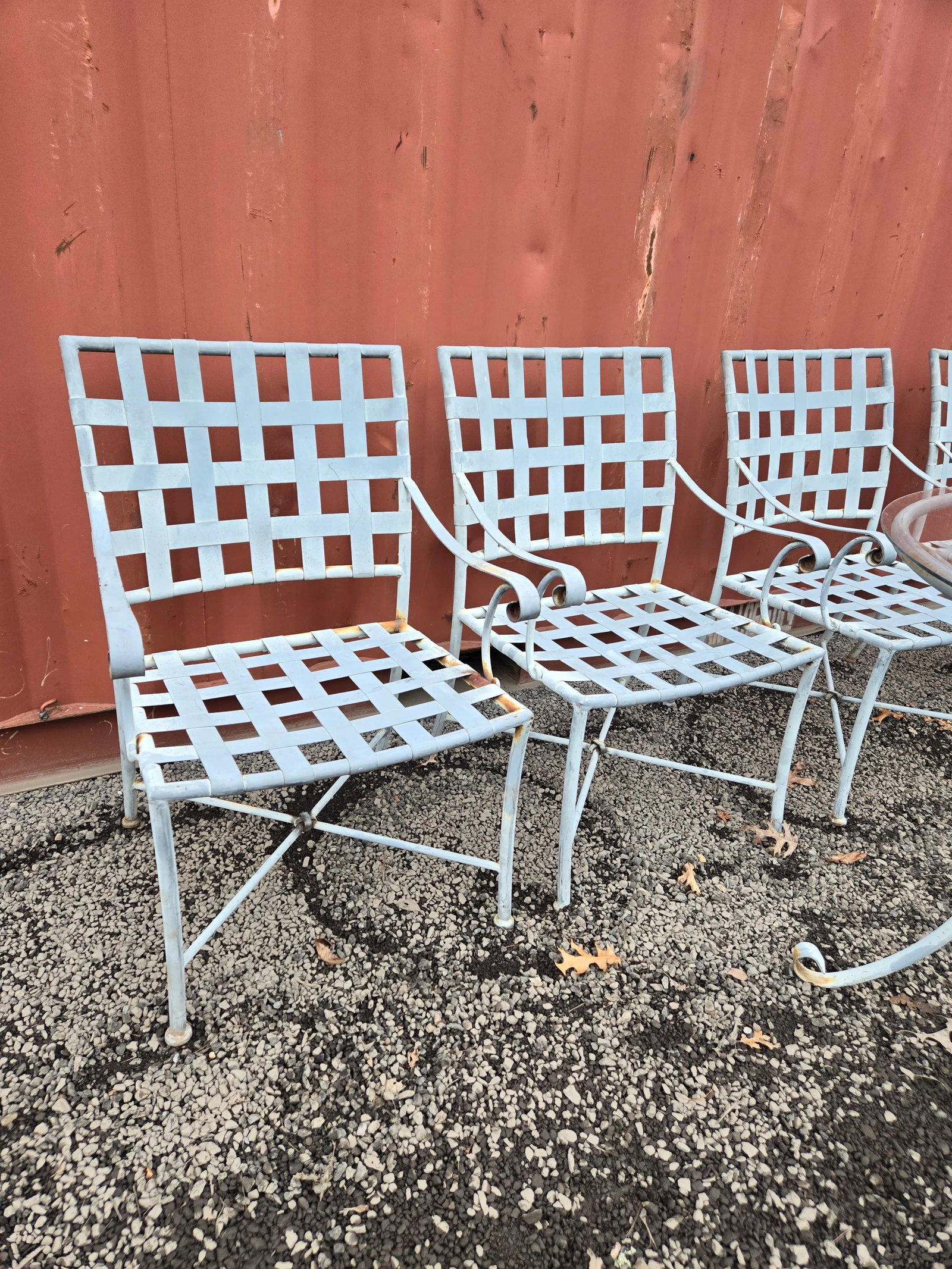 Vintage Wrought Iron Outdoor Dining Table & 4 Chairs - 10