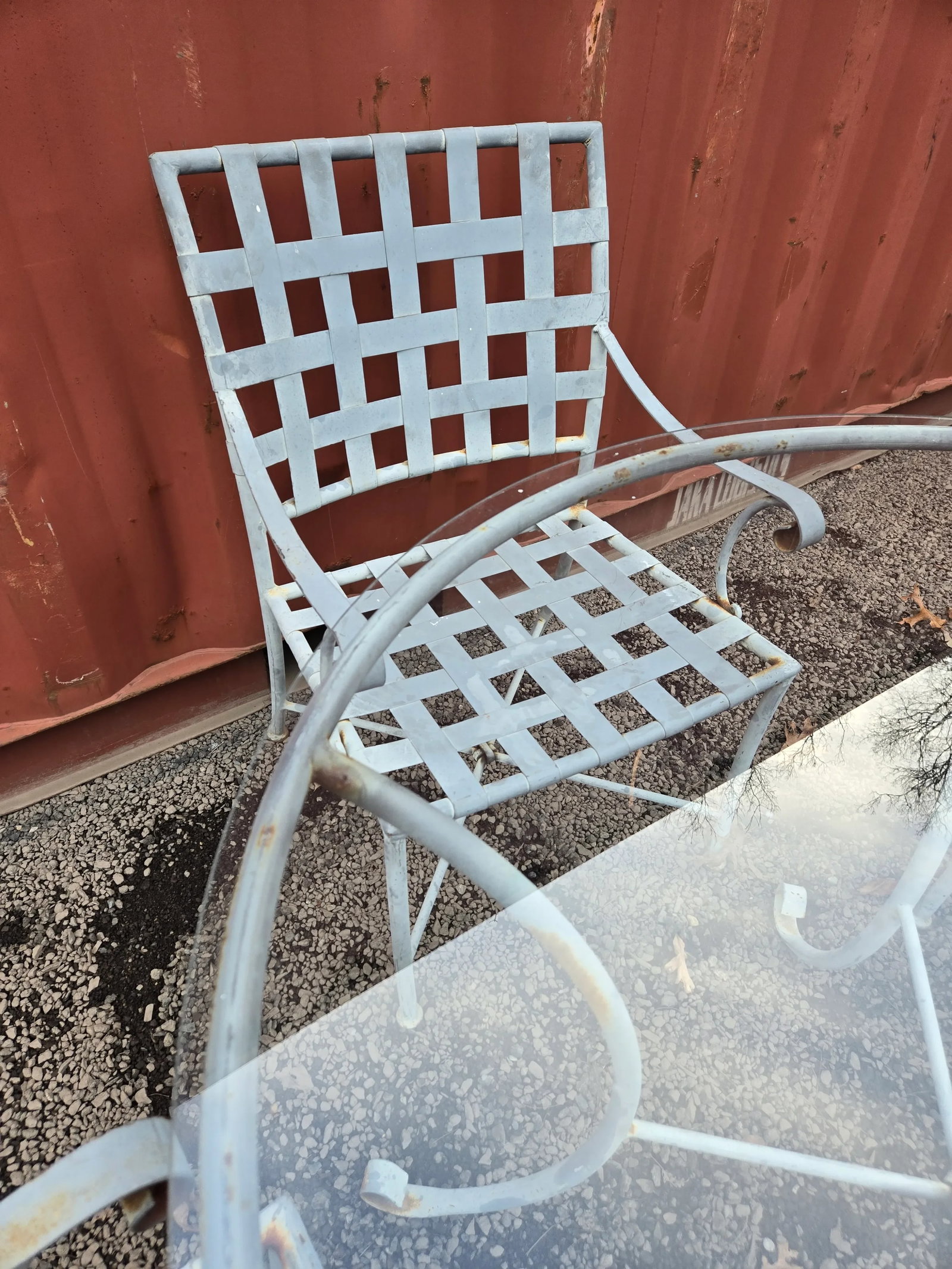 Vintage Wrought Iron Outdoor Dining Table & 4 Chairs - 2