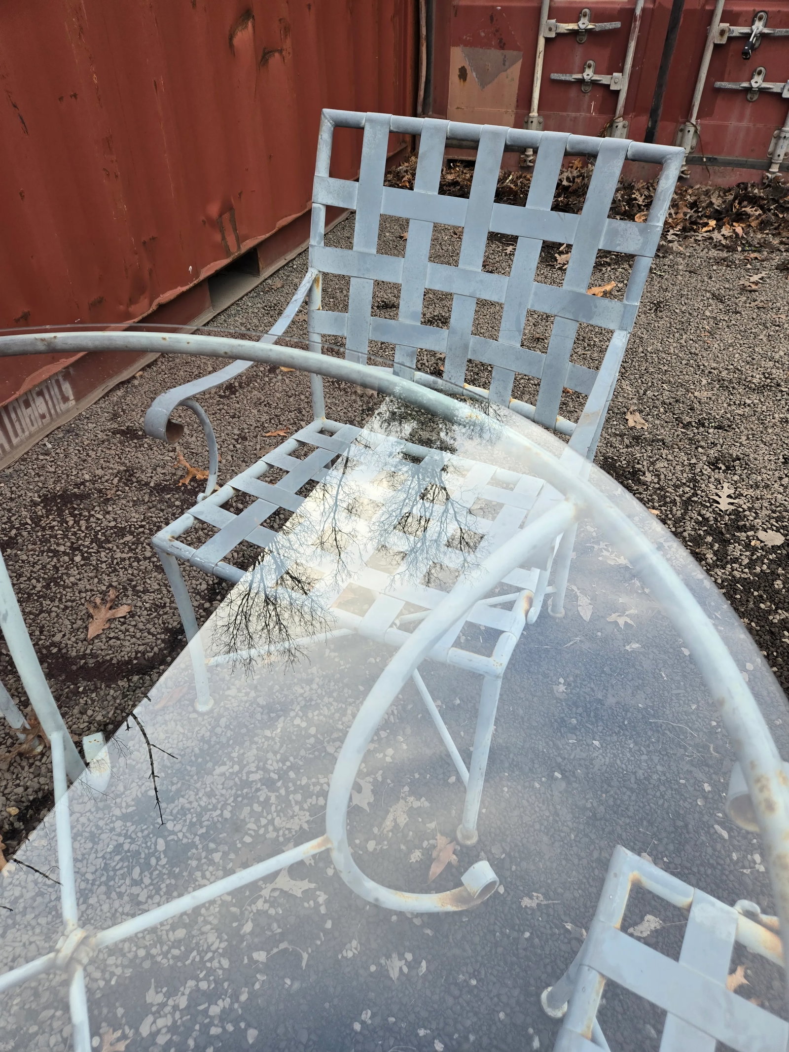 Vintage Wrought Iron Outdoor Dining Table & 4 Chairs - 3