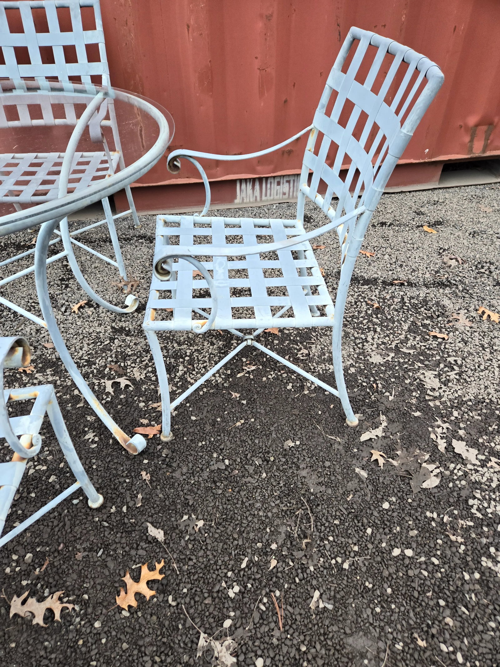 Vintage Wrought Iron Outdoor Dining Table & 4 Chairs - 6