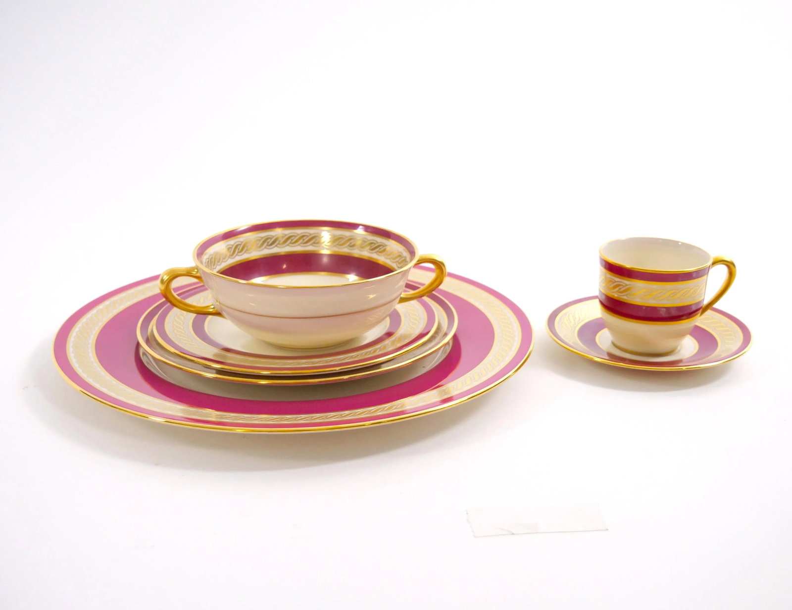 American Porcelain/Gilt Braid Decorated by Lenox for j.e Caldwell Dinner Set - 3