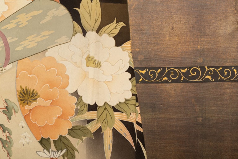1920s Vintage Japanese Two Panel Kimono Screen - 3